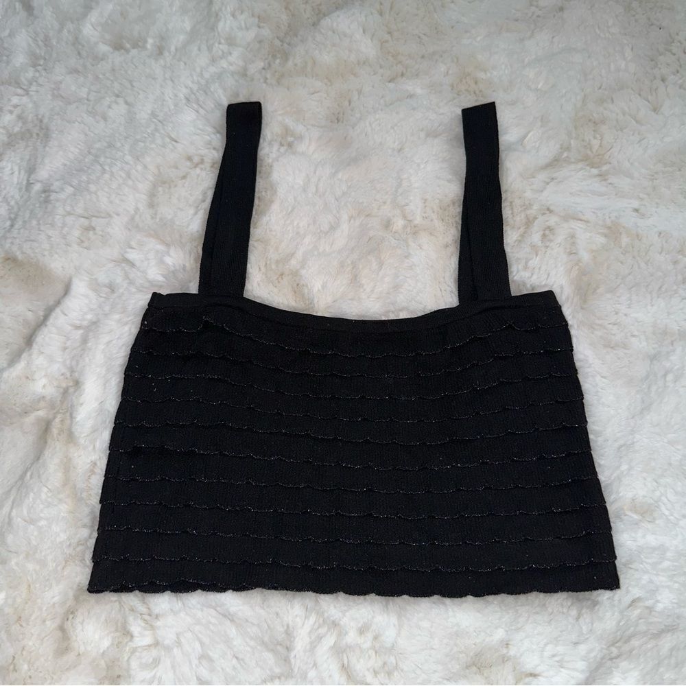 Zara black textured knit tank top